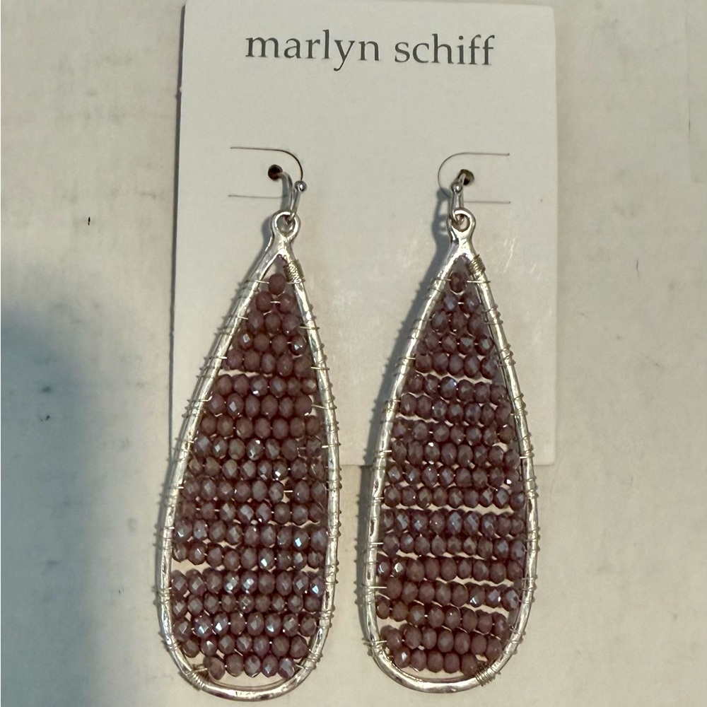 Marlyn Schiff Silver and Purple Teardrop Earrings
